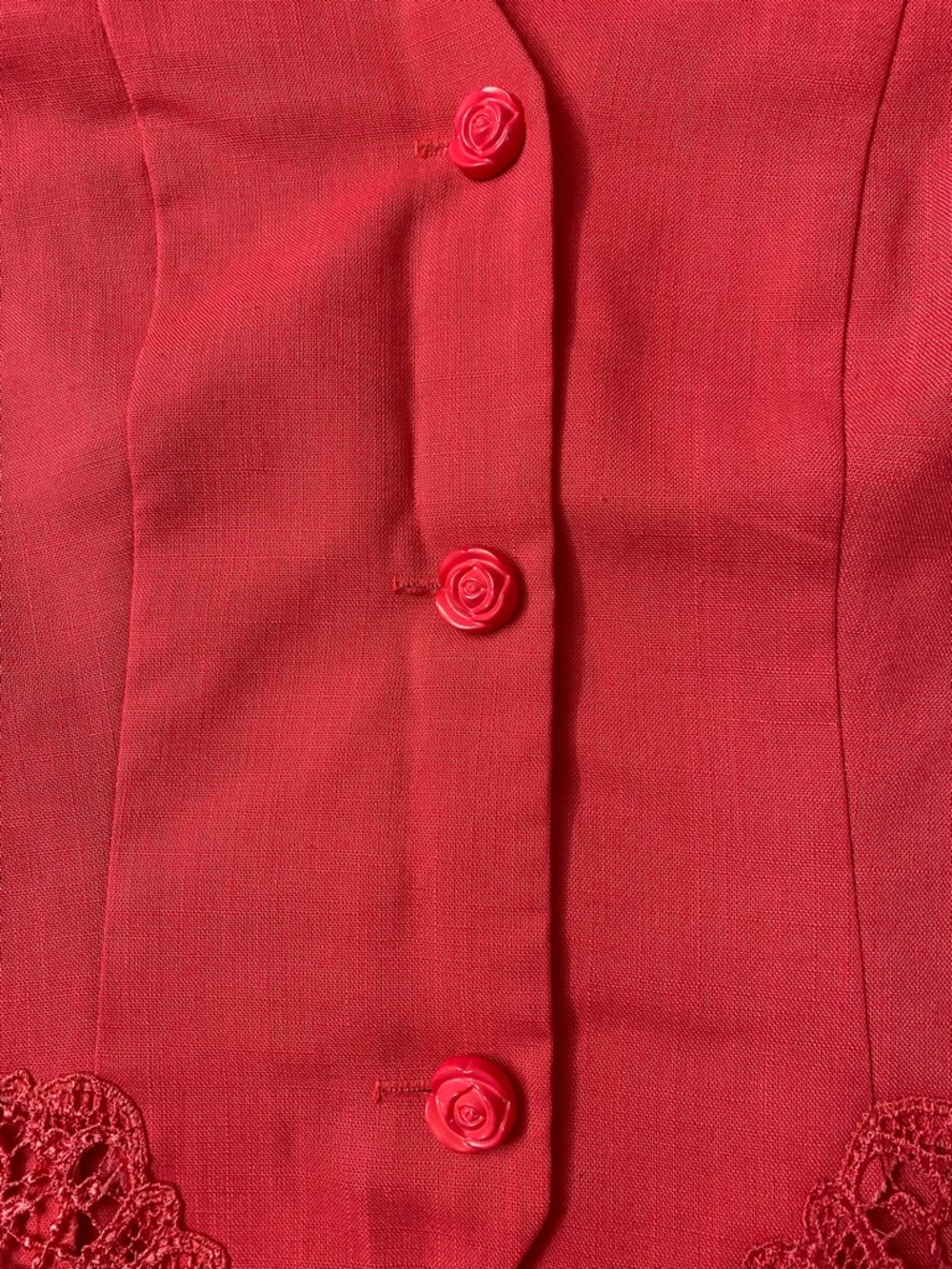 Vintage Rose Motif Crochet Lace Blazer – Romantic Southern Belle Style - Picture 5 of 12